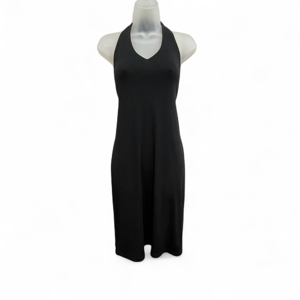 2010 Swag Black Halter Dress MIDI Mossimo Tie Sleeveless Wedding Guest Bodycon